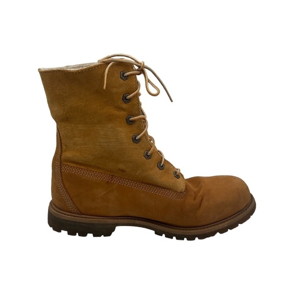 Timberland Teddy Fleece Fold Down Wheat Nubuck Leather Boots Size 9.5 Women's - Picture 5 of 14